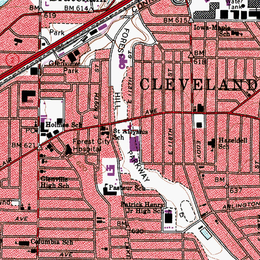 Topographic Map of J Glen Smith Health Center, OH