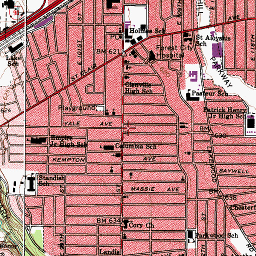 Topographic Map of Lee Memorial African Methodist Episcopal Church, OH