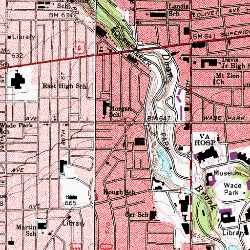 Topographic Map of Martin Luther King Junior Shopping Center, OH
