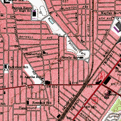 Topographic Map of Phillips Avenue Presbyterian Church, OH