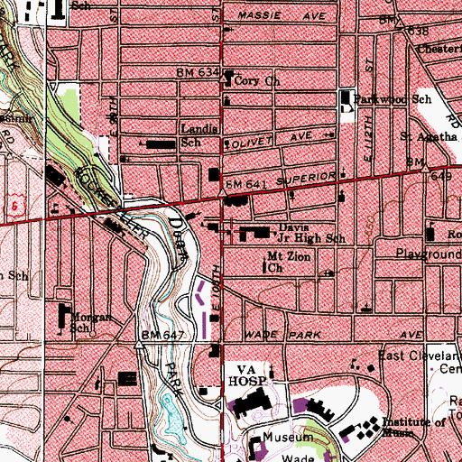 Topographic Map of Superior Branch Cleveland Public Library, OH