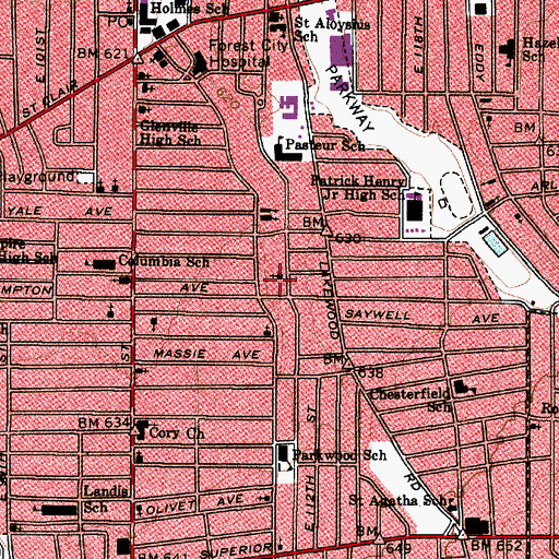 Topographic Map of True Vine Missionary Baptist Church, OH
