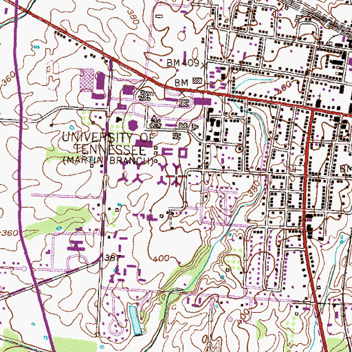 Topographic Map of Austin Peay Residence Hall, TN