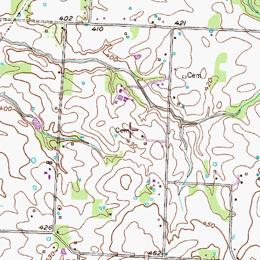 Topographic Map of Baldridge Cemetery, TN