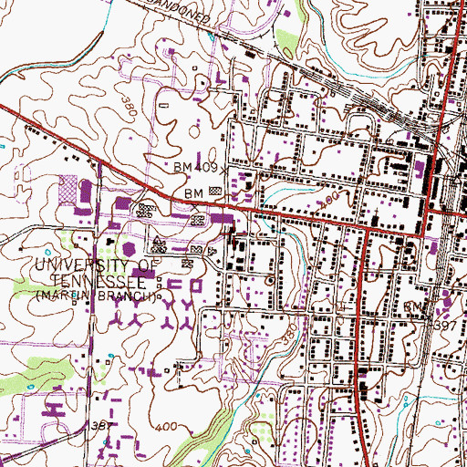 Topographic Map of Browning Hall, TN