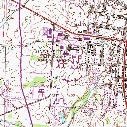 Topographic Map of Buford Ellington Residence Hall, TN