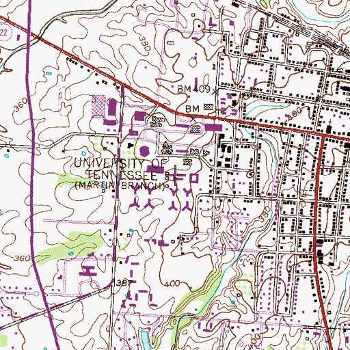 Topographic Map of Frank Clement Residence Hall, TN