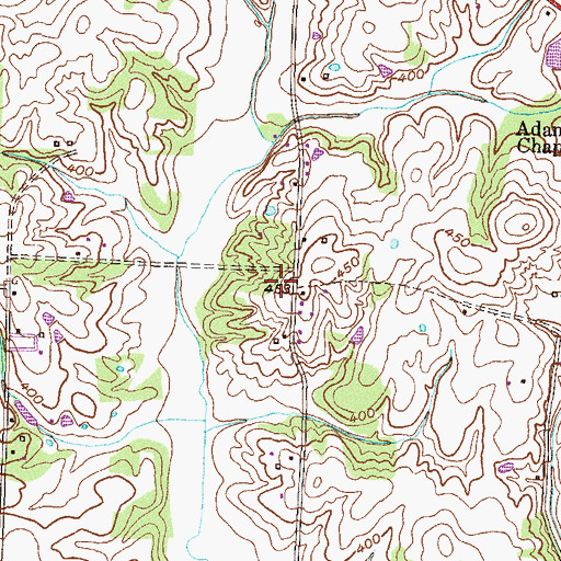 Topographic Map of Hutchins Cemetery, TN