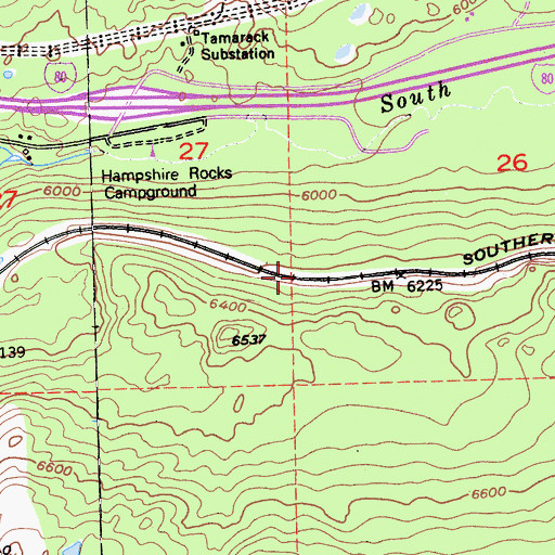 Topographic Map of Tamarack (historical), CA