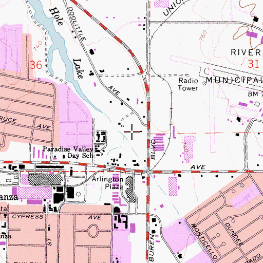 Topographic Map of Arlington Water Plant Number 2, CA