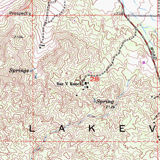 Topographic Map of Bar V Ranch School (historical), CA
