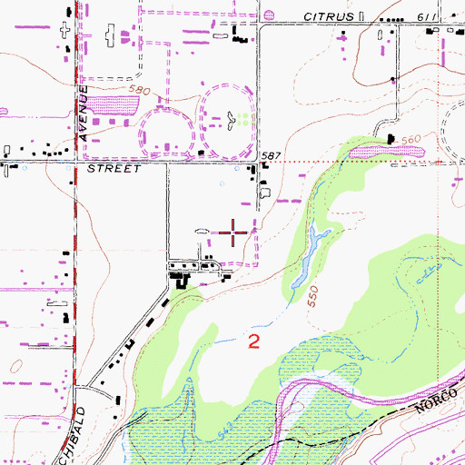 Topographic Map of Fuller Rancho, CA