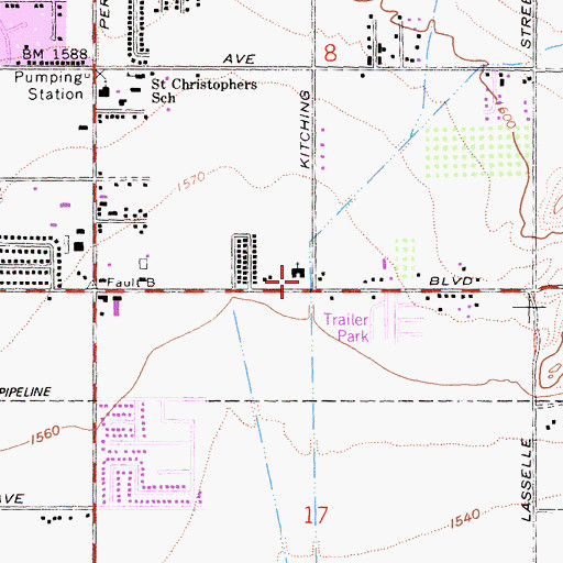 Topographic Map of Midland School (historical), CA