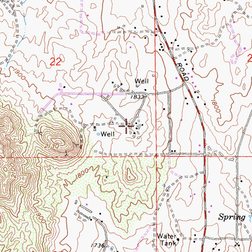 Topographic Map of Morris Washington Ranch, CA