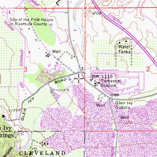 Topographic Map of Temescal, CA