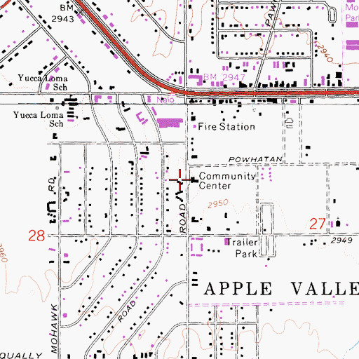 Topographic Map of Apple Valley Community Center, CA