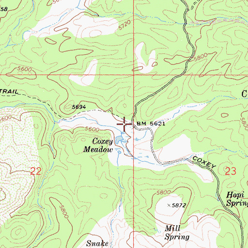 Topographic Map of Coxey Ranch (historical), CA