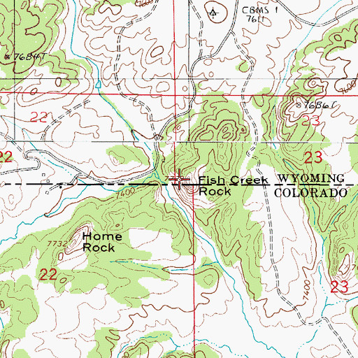 Topographic Map of Fish Creek Rock, CO