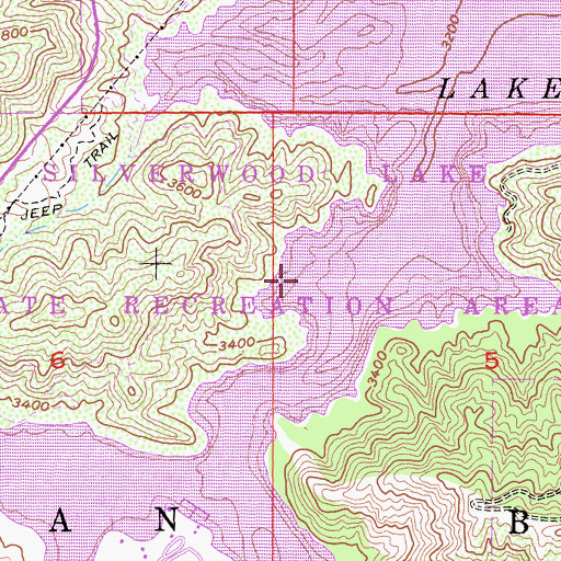 Topographic Map of Silverwood Lake State Recreation Area, CA