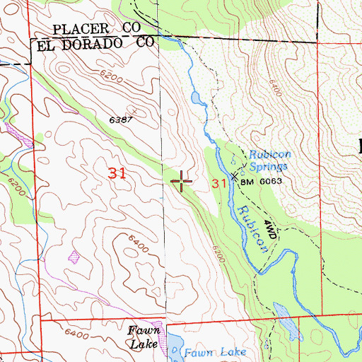 Topographic Map of Rubicon Springs (historical), CA