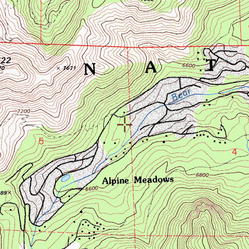 Topographic Map of Alpine Meadows, CA