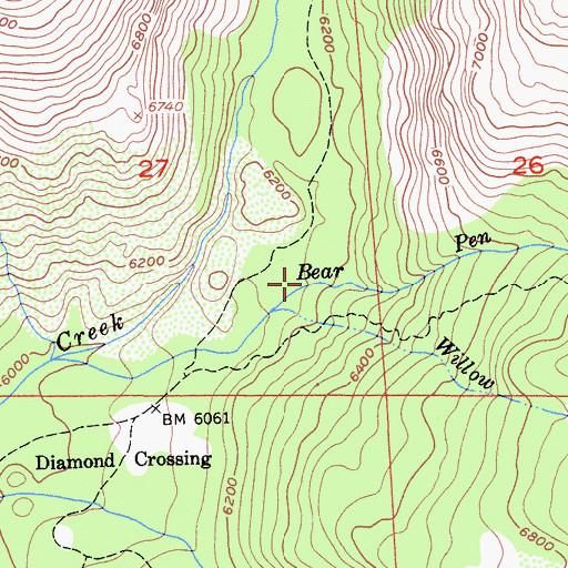 Topographic Map of Bear Den Canyon, CA