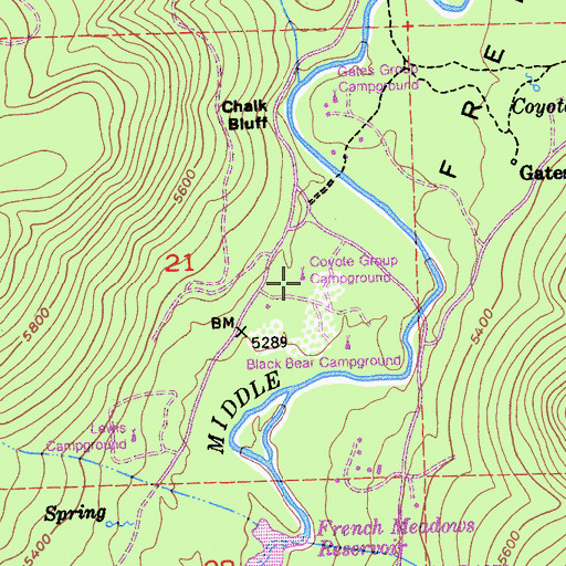 Topographic Map of Coyote Group Campground, CA
