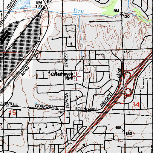 Topographic Map of Cresthaven Park, CA