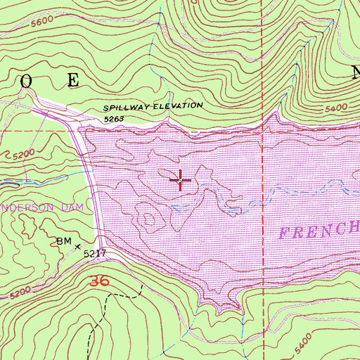 Topographic Map of Dewey Campground (historical), CA