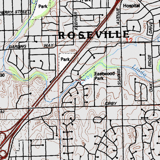 Topographic Map of Eastwood Park, CA