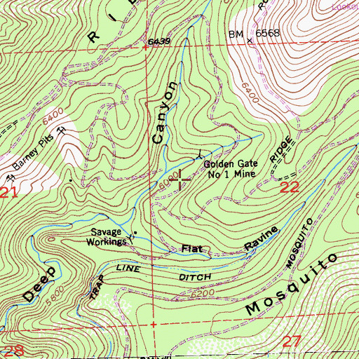 Topographic Map of Flat Ravine (historical), CA