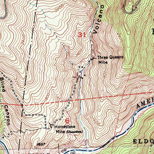 Topographic Map of Four Acres, CA
