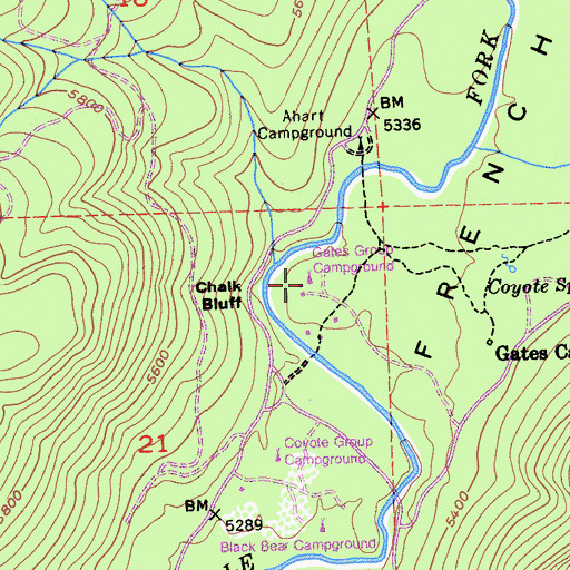 Topographic Map of Gates Group Campground, CA