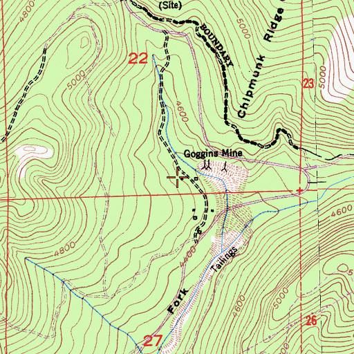 Topographic Map of Goggins (historical), CA