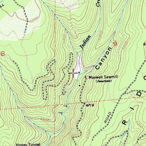 Topographic Map of Indian Springs Ravine, CA