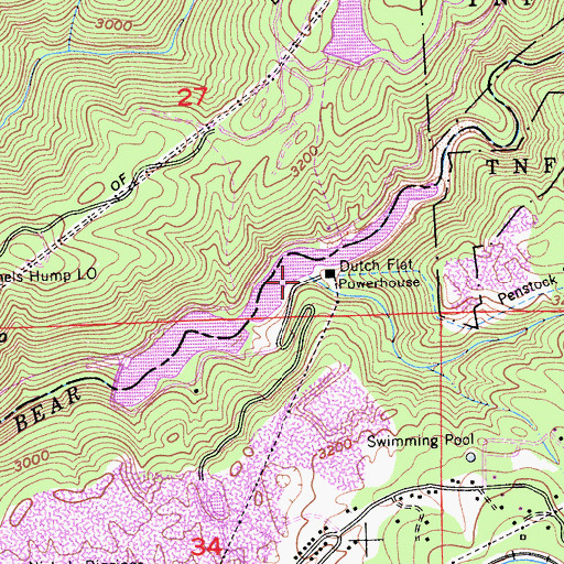 Topographic Map of Little Bear Creek, CA