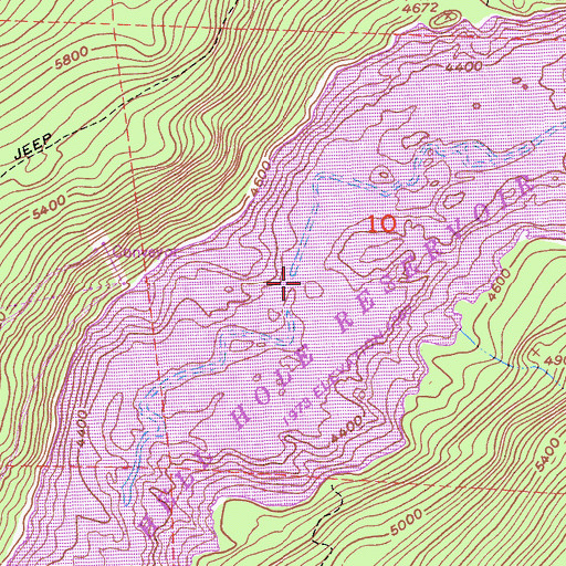 Topographic Map of Lower Hell Hole (historical), CA