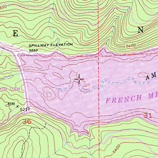 Topographic Map of McGuire Campground (historical), CA