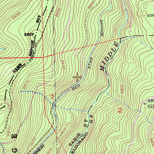 Topographic Map of Red Star Mining Ditch (historical), CA