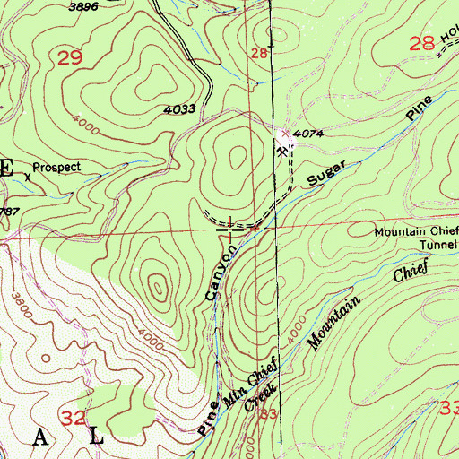 Topographic Map of Sugarpine Mill (historical), CA