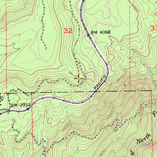 Topographic Map of Trail Spur (historical), CA