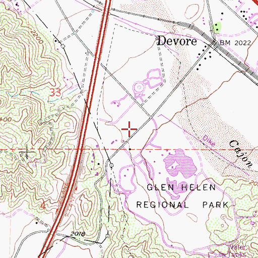 Topographic Map of Glen Helen Ranch (historical), CA