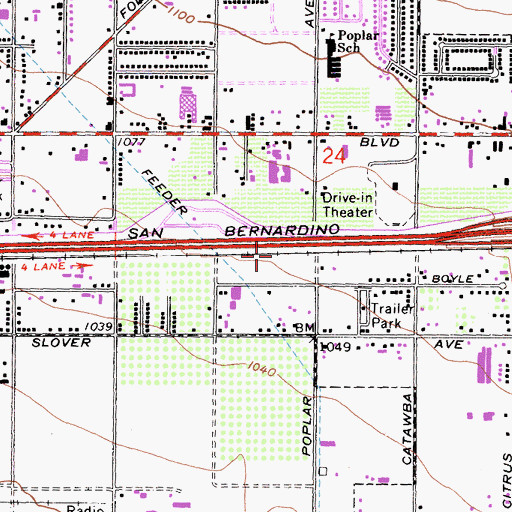 Topographic Map of San Sevaine (historical), CA