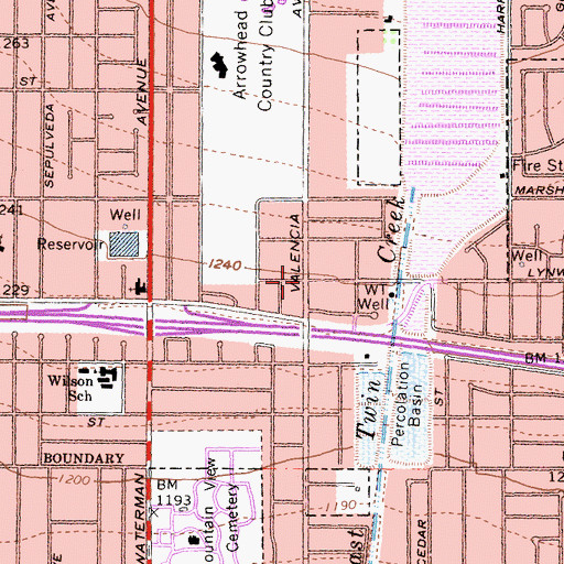 Topographic Map of Valencia, CA