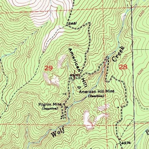 Topographic Map of American Hill (historical), CA