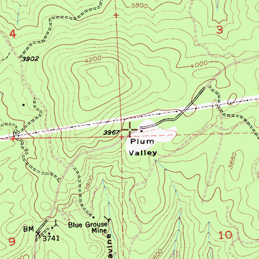 Topographic Map of Plum Valley, CA