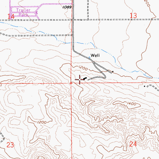 Topographic Map of E Bar B Ranch, CA