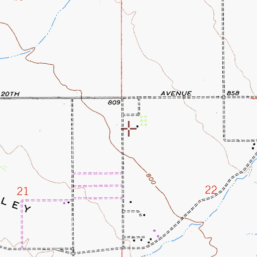 Topographic Map of Mills Ranch, CA