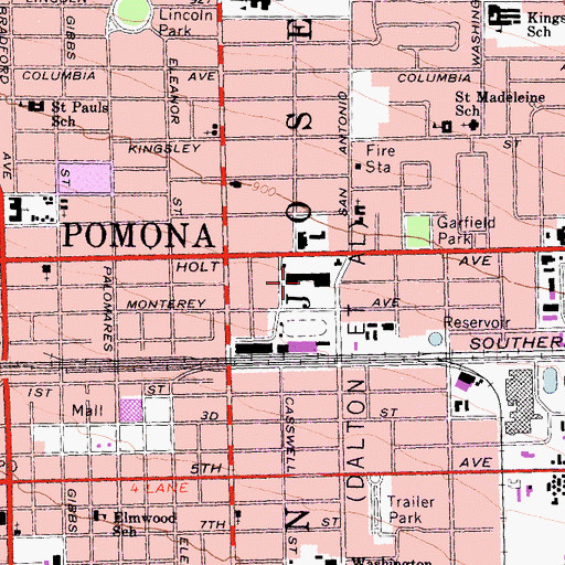 Topographic Map of Pomona Junior College, CA