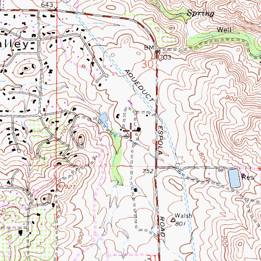 Topographic Map of Rancho Del Suen, CA